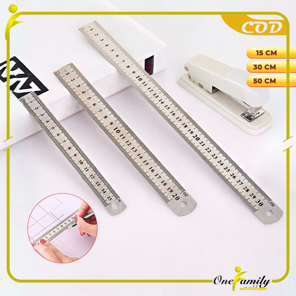 

ONE-A107 Penggaris Besi 30CM Stainless Steel Ruler 50CM / Penggaris 15CM Serbaguna Perlengkapan Sekolah / Mistar Besi Alat Ukur Multifungsi