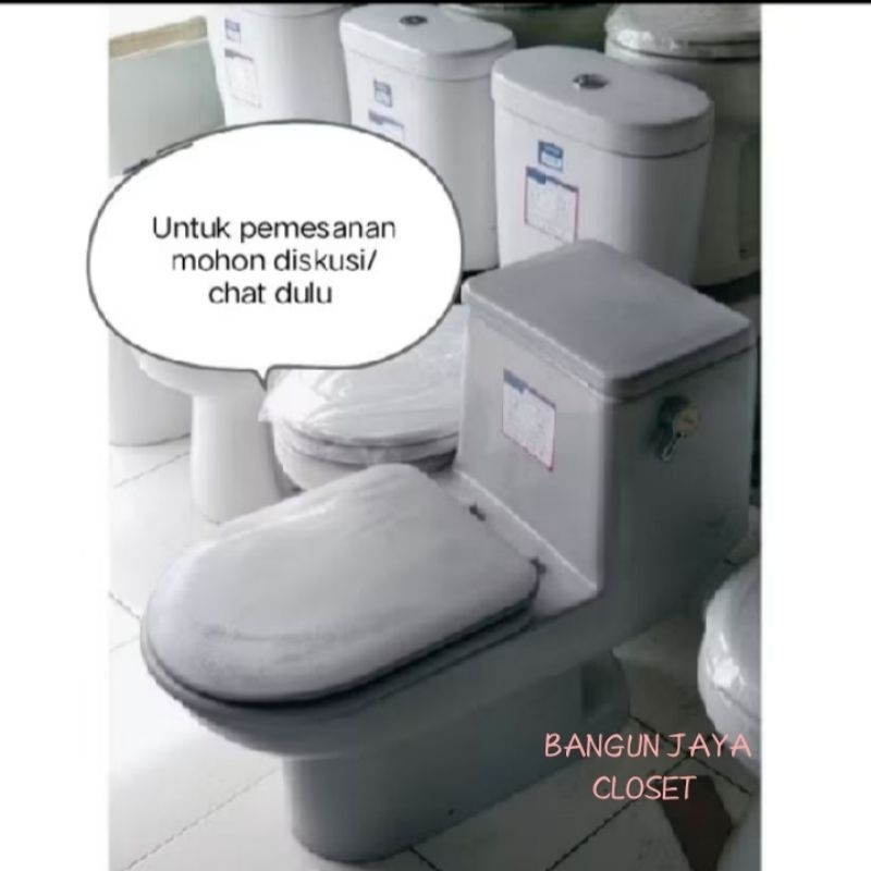 Closet duduk Toto monoblok hendel samping warna abu-abu kondisi second