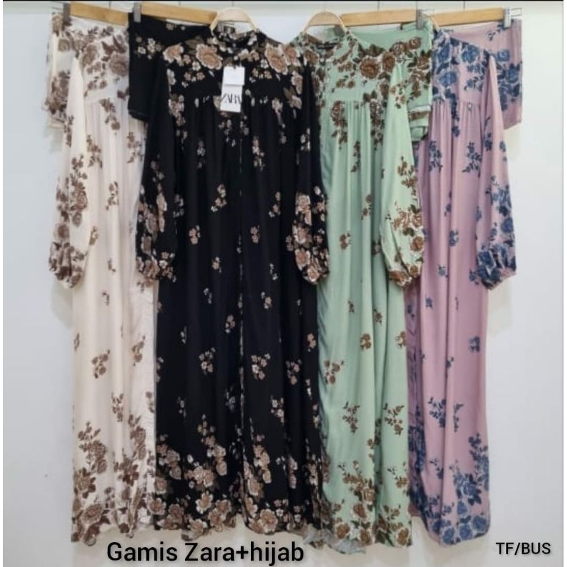 Gamis Hijab Zara Import - Gamis Wanita Import Free Hijab - Gamis Lebaran Import