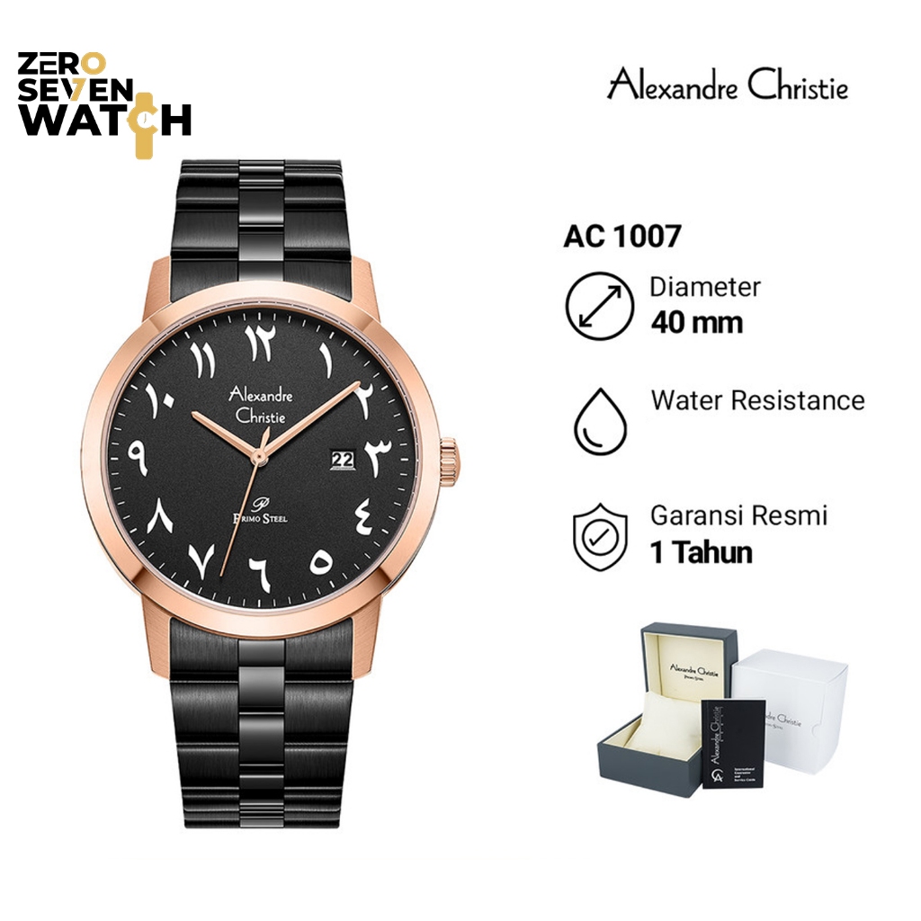 JAM TANGAN PRIA ALEXANDRE CHRISTIE AC 1007 / AC1007 PRIA ANGKA ARAB STAINLESS STEEL ORIGINAL