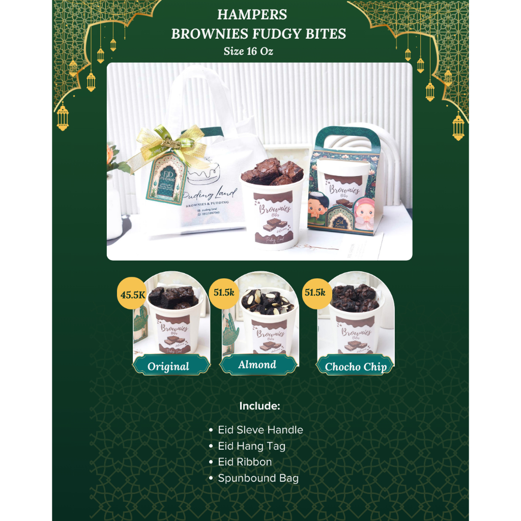 

HAMPERS IDUL FITRI MURAH KEKINIAN FUDGY BROWNIES BITES