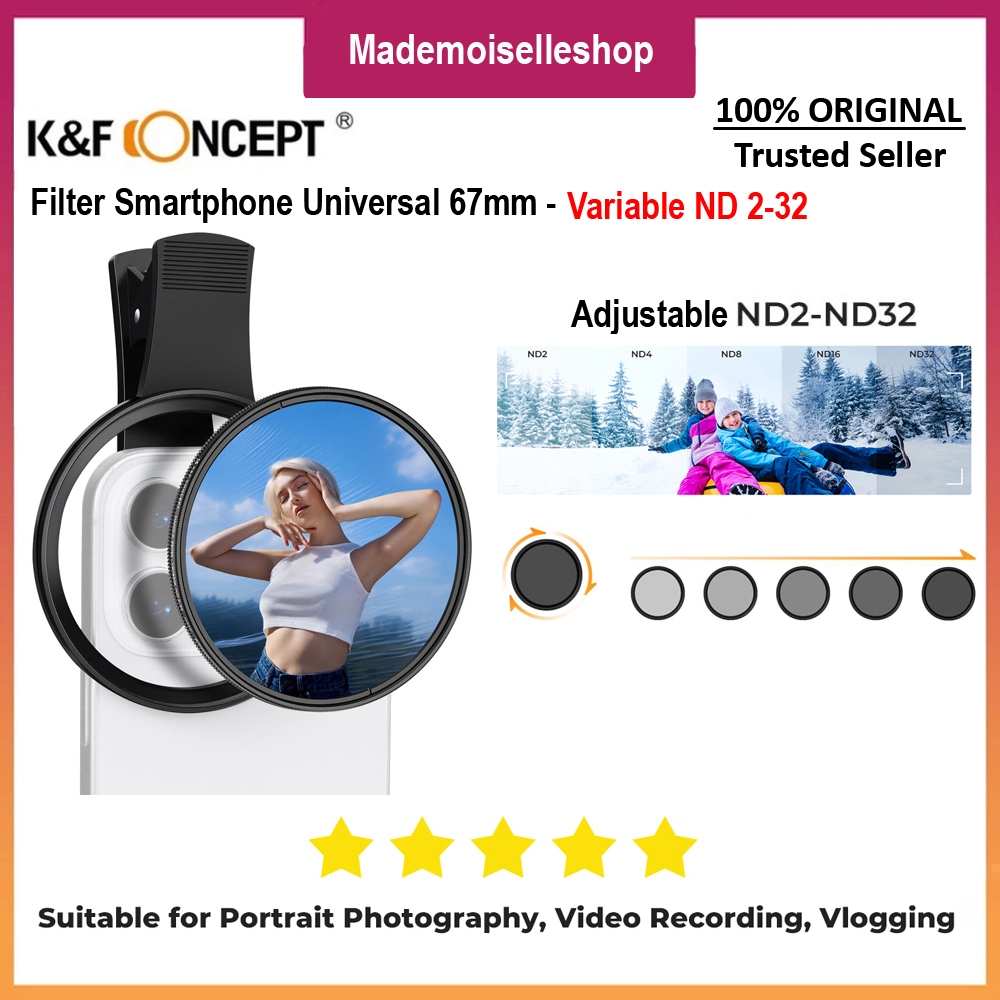 KNF Concept Filter Smartphone Universal Klip Screw 67mm - Variable ND2-32 - Filter ND For All Smartp