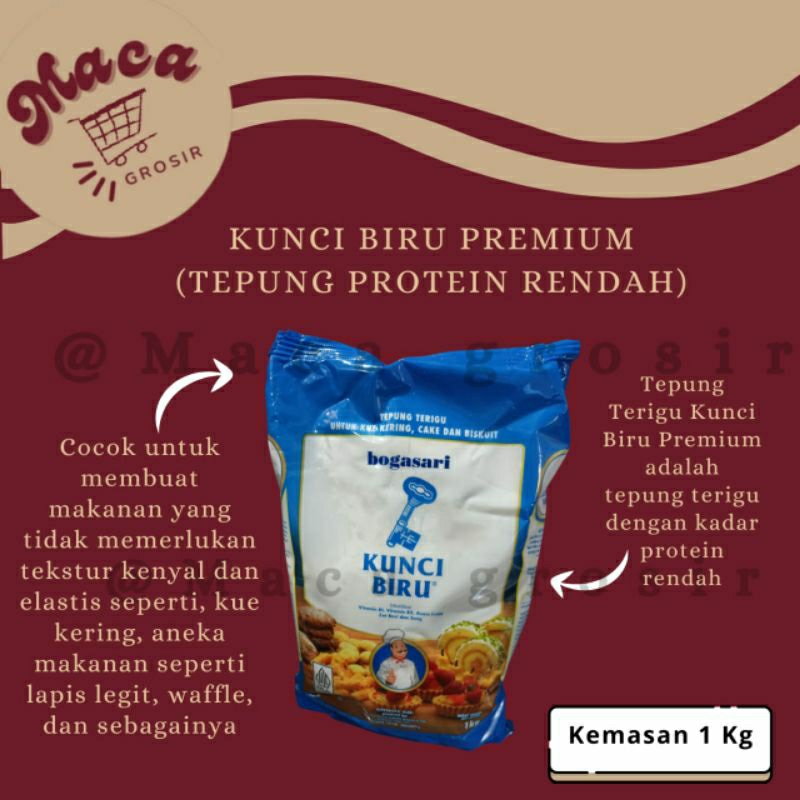 

Terigu kunci biru premium 1kg (protein rendah)