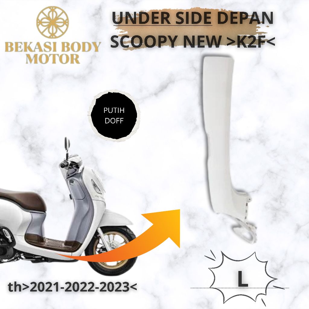 Cover L kiri Under Side Sirip dek bawah Scoopy New 2021 Prestige Sporty K2F putih NON Original