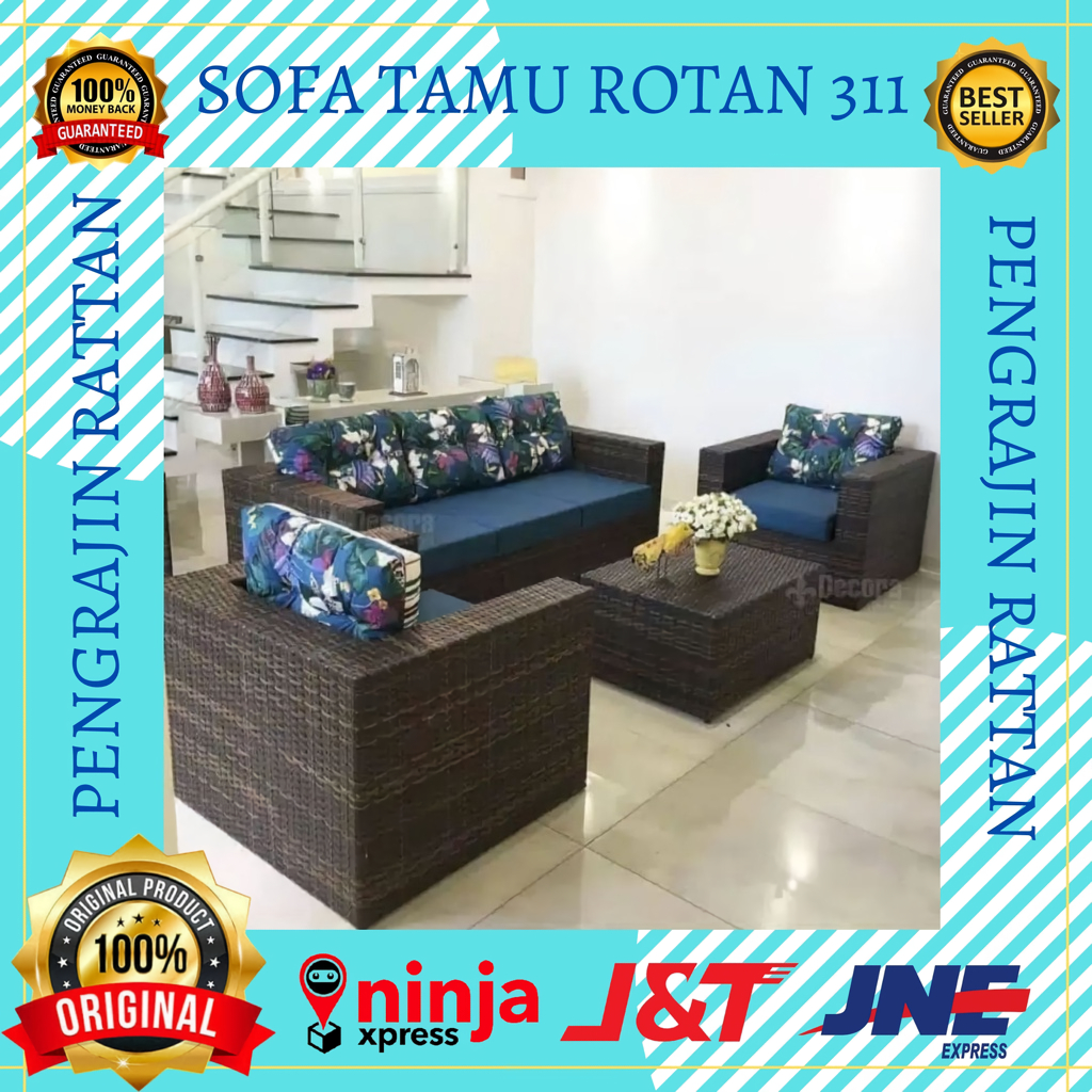 Set Kursi Korsi Bangku Sofa 311 Anyaman Rotan Sintetis Furniture Untuk Meja Kursi Teras Panjang Set 