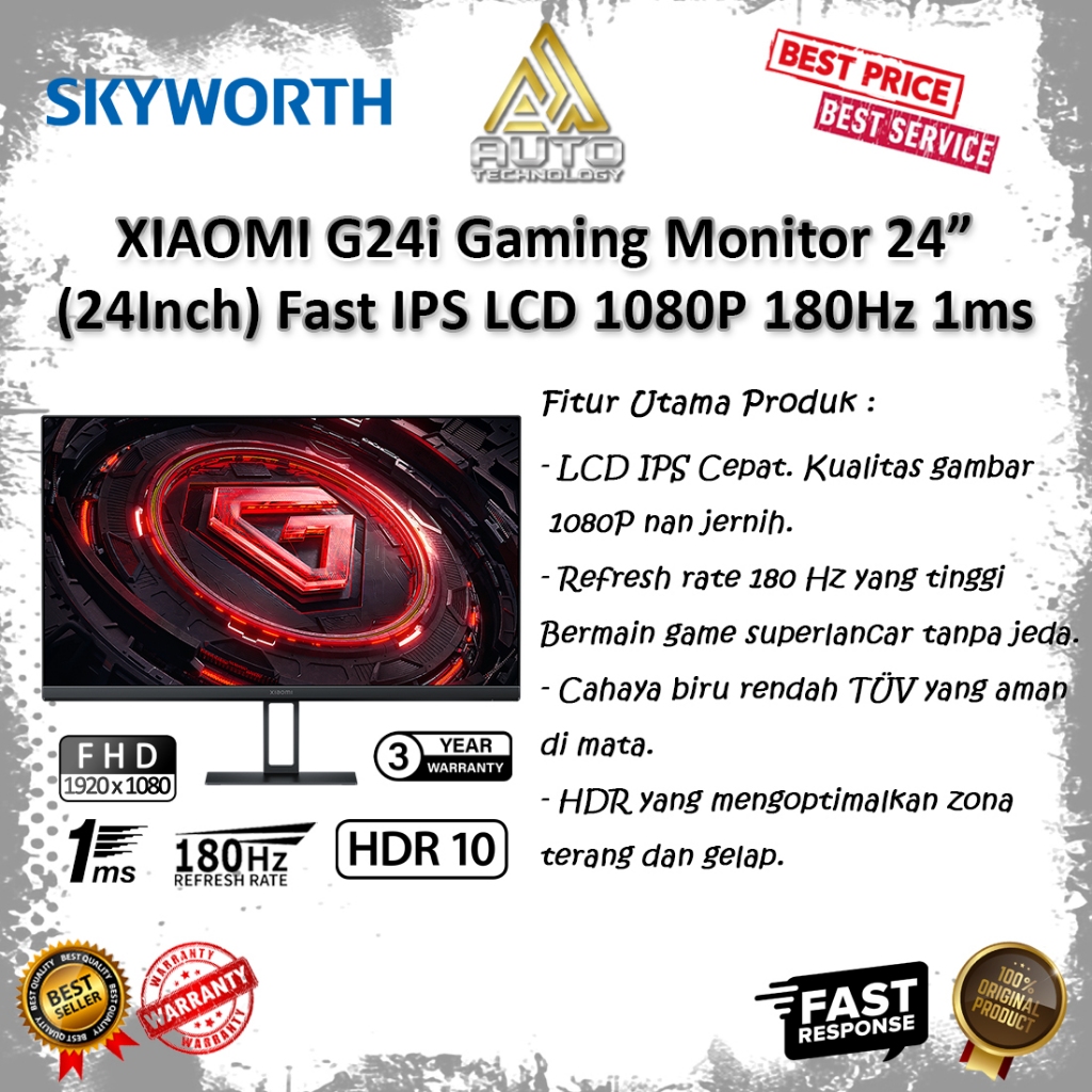 XIAOMI G24i Gaming Monitor 24” (24Inch) Fast IPS LCD 1080P 180Hz 1ms