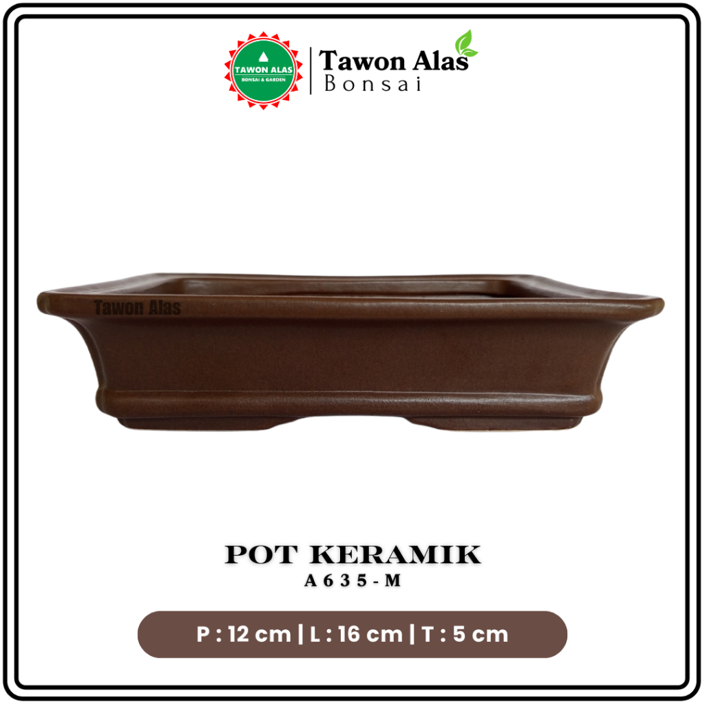 Pot Bonsai Keramik Segi Empat Persegi Panjang Size M