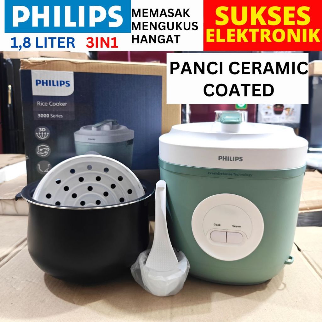 MAGICOM PHILIPS HD-3210 1,8 LITER / RICE COOKER PENANAK NASI SERBAGUNA CERAMIC COATED 2 L