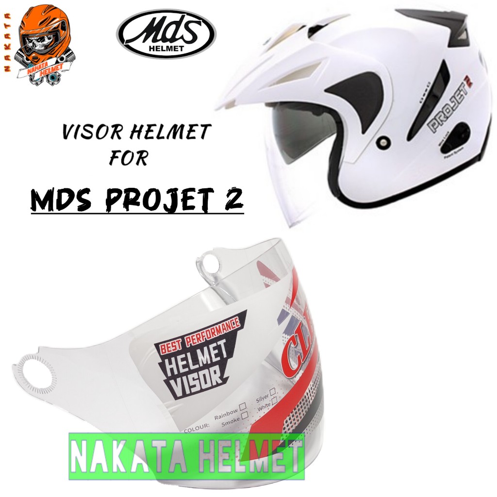 Kaca helm MDS PROJET 2 visor helmet mds projet 2 warna benin hitam smock