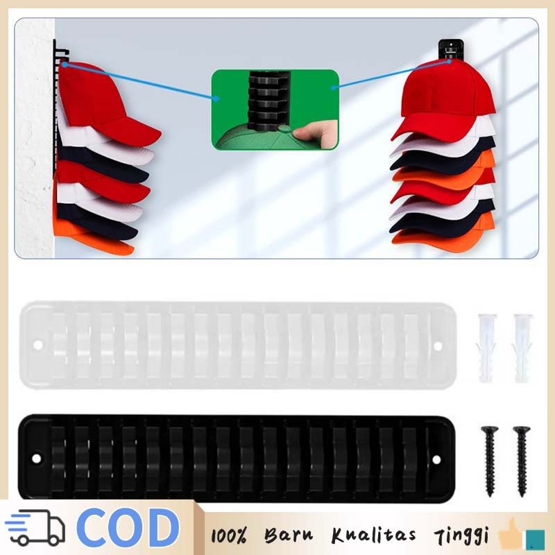 16 Slot Rak Topi Dinding Tempel Tempat Topi Gantung Rak Tempat Topi Untuk Rumah, Toko, Supermarket