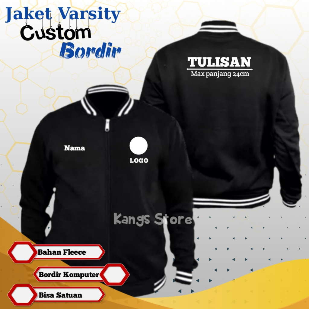 Jaket Varsity Custom Bordir Jaket Varsity Bordir Bahan Fleece Varsity Custom Bordir