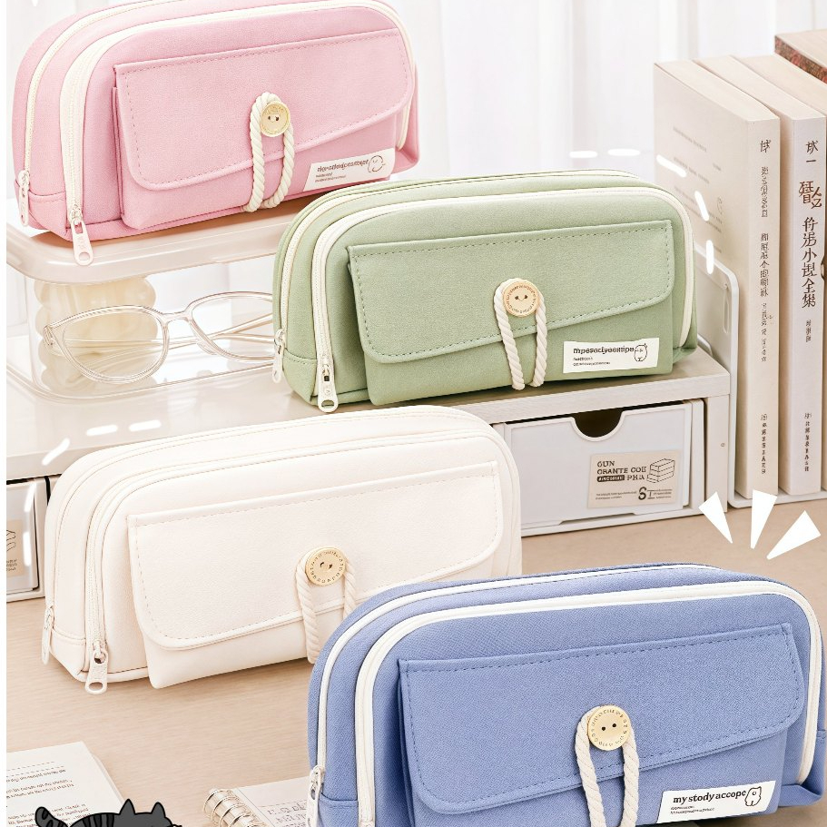 

Ready [COD] Tempat Large Capacity Kawaii Pensil Korea Multi Sekat/Flip Pencil Bag/Stationery