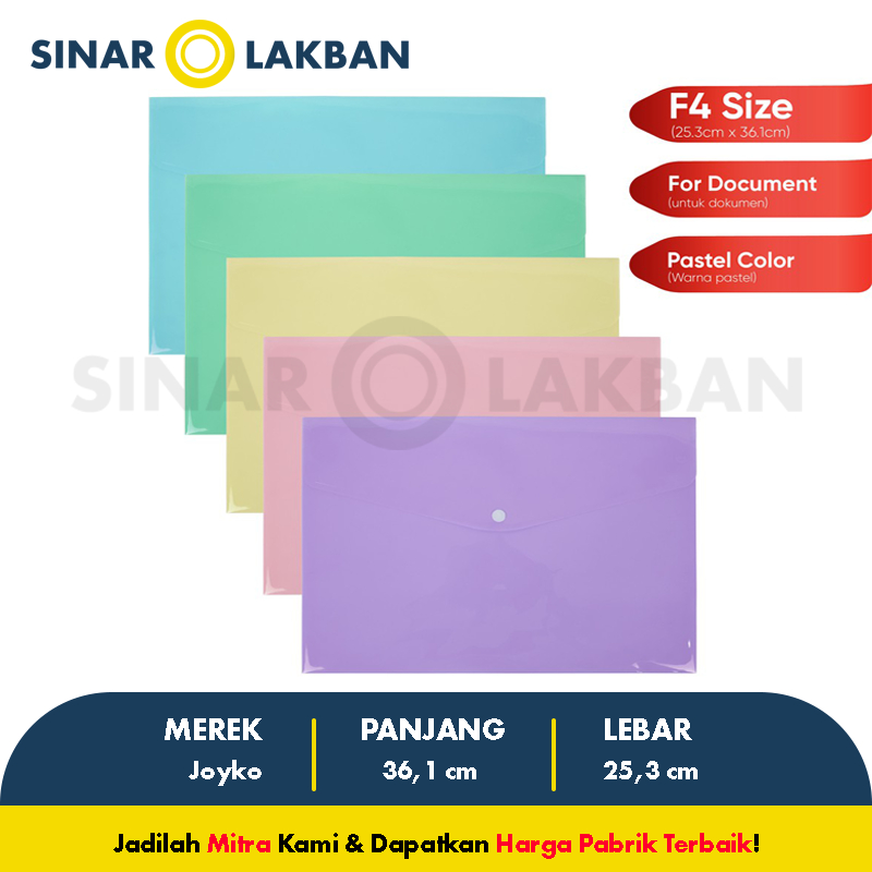 Folder Dokumen / Map / Data bag F4 Joyko Pastel Color (SINAR LAKBAN)