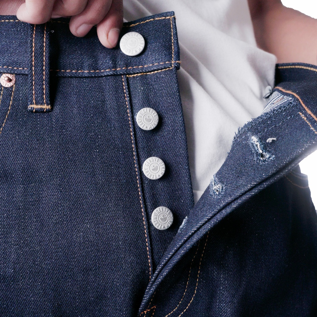 EARTHY GENOVA - Denim Selvedge LYNX 15 Oz Celana Raw Jeans Pria Super Deep Indigo Red Line Selvedge
