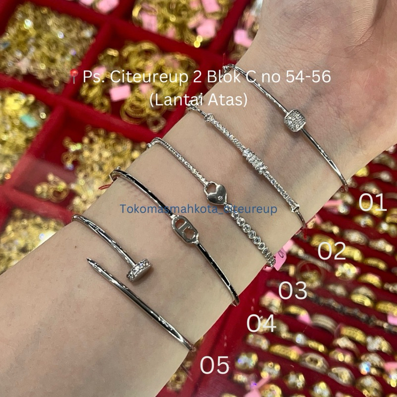 GELANG BANGLE FASHION EMAS PUTIH 8K