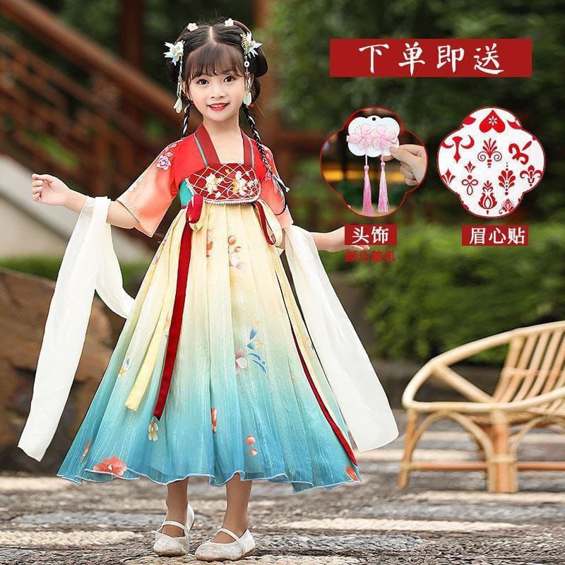 DRESS CHEONGSAM ANAK CEWEK/BAJU HANFU ANAK PEREMPUAN/BAJU ANAK IMPORT/DRESS ANAK CEWEK/DRESS PARTY/D