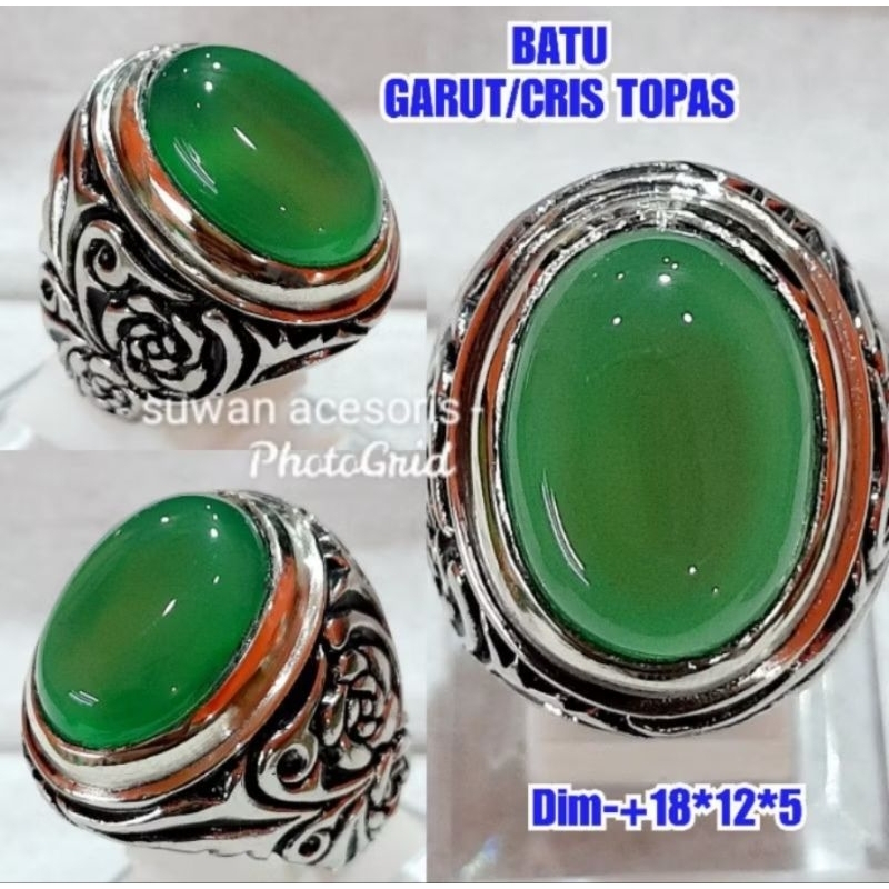 Bati cincin Hijau Garut hinau kris topas natural top giwang ring perak bali