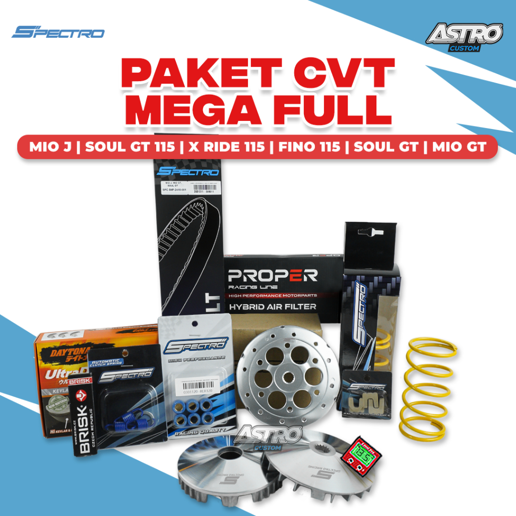 Mega Super Full Upgrade CVT Mio J Mio GT Soul GT Fino Xride 115 Mangkok Kampas Ganda Spectro