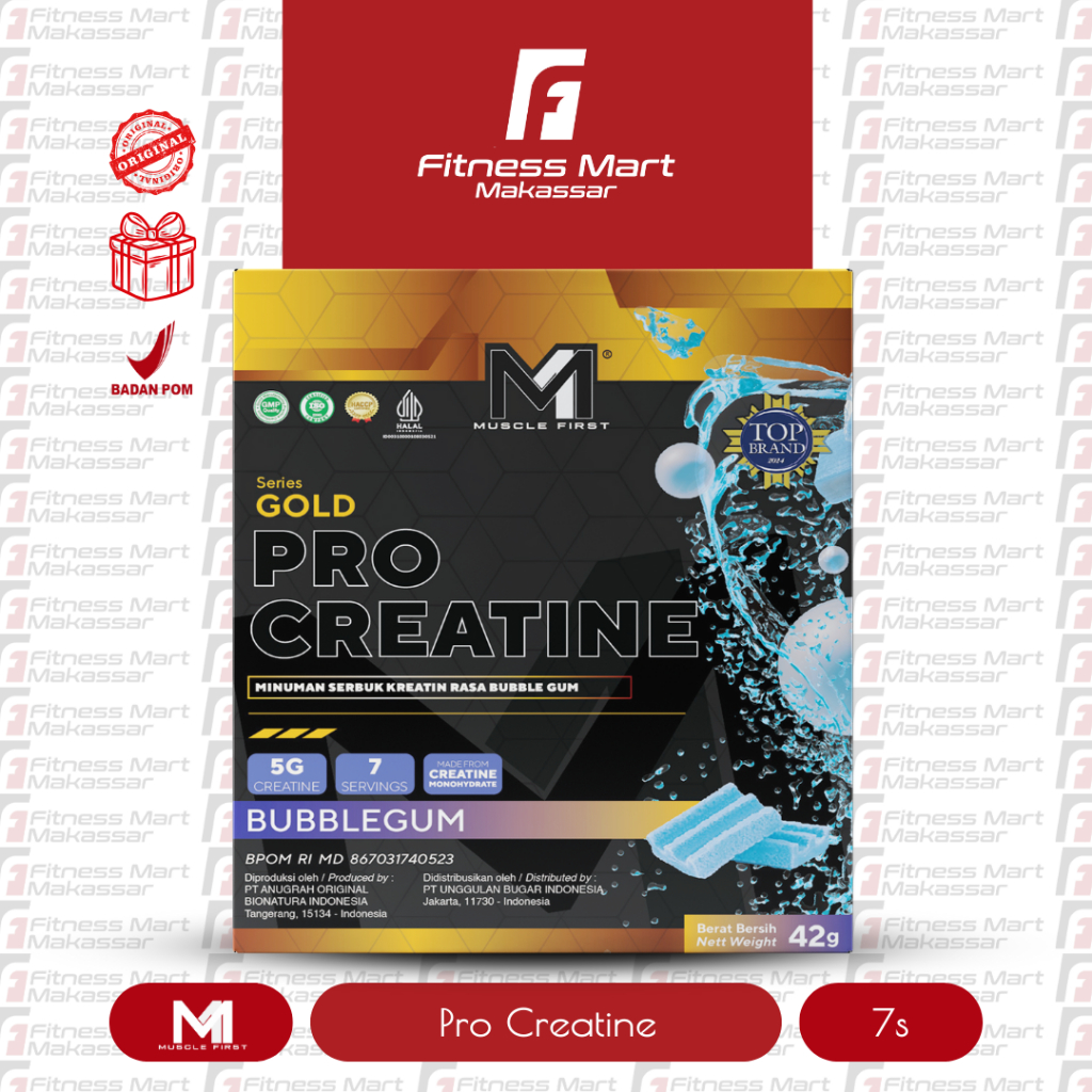 Muscle First M1 Nutrition Pro Creatine 7 serving 7 sachet Rasa Bubblegum Kemasan Box