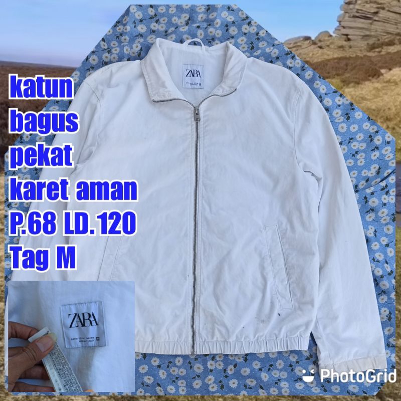 jaket work kerja casual Harrington putih zara