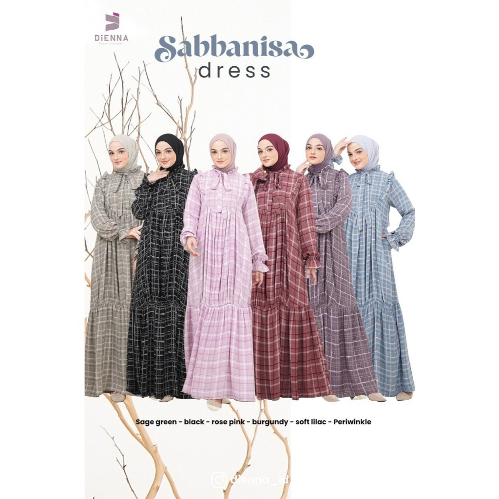 DIENNA - SABBANISA DRESS ONLY - PRINTING DIENNA - DRESS SIMPLE - DRESS KONDANGAN - DRESS ABAYA - DRE
