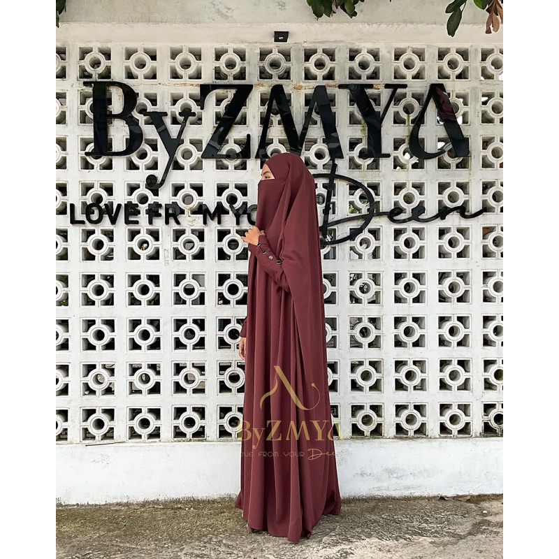 Preloved Gamis/abaya BYZMYA overhead black button