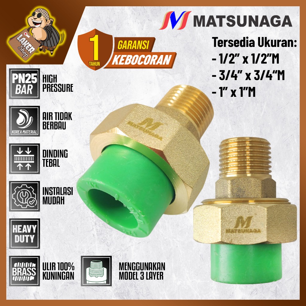 Matsunaga Sambungan Water Mur Drat PPR Pipa x Ulir Luar
