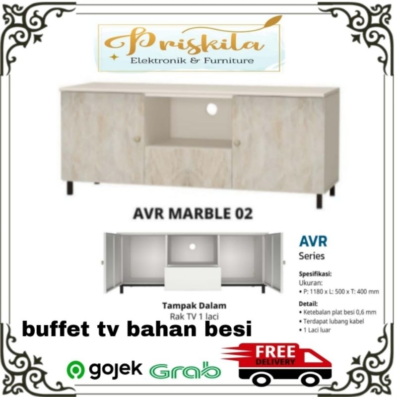 buffet tv minimalis/ buffet tv plat besi / buffet tv olymsteel/ furniture Palembang / AVR MARBLE 02