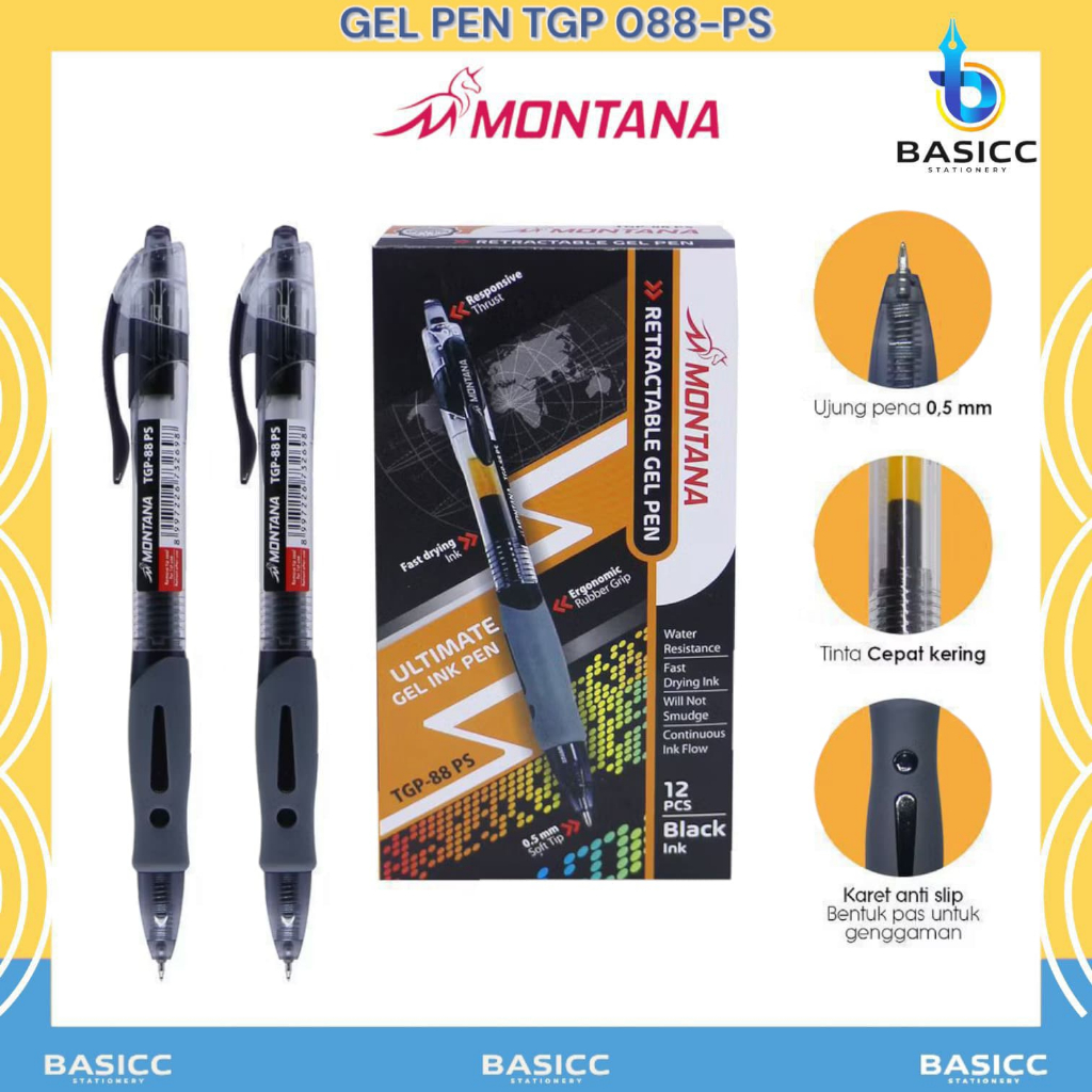 

Montana Gel Ink Pen Ballpoint 0.5 mm TGP-088 PS | @1Ktk=12Pcs