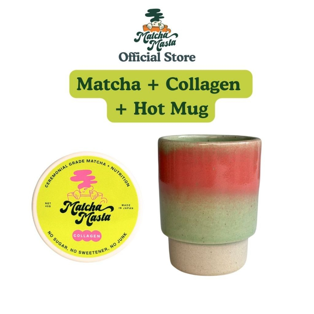 

Matcha Masta Hot Matcha + Collagen Mug Set (40g Matcha + Collagen Tin, 250ml Hot Matcha Mug)