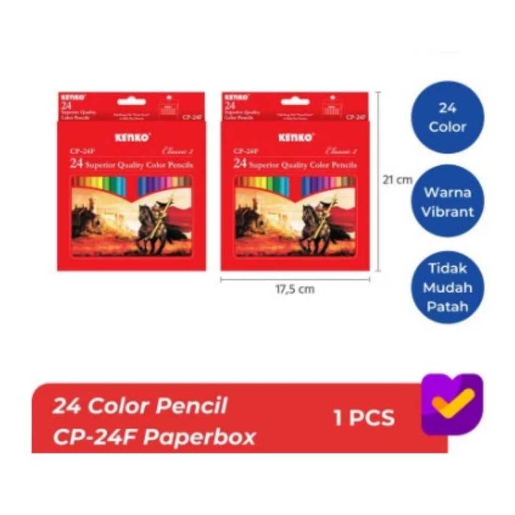 

(1 Set) Pensil Warna Kenko 12,24 Warna Pendek Panjang / Color Pencil Kenko 12,24 Warna