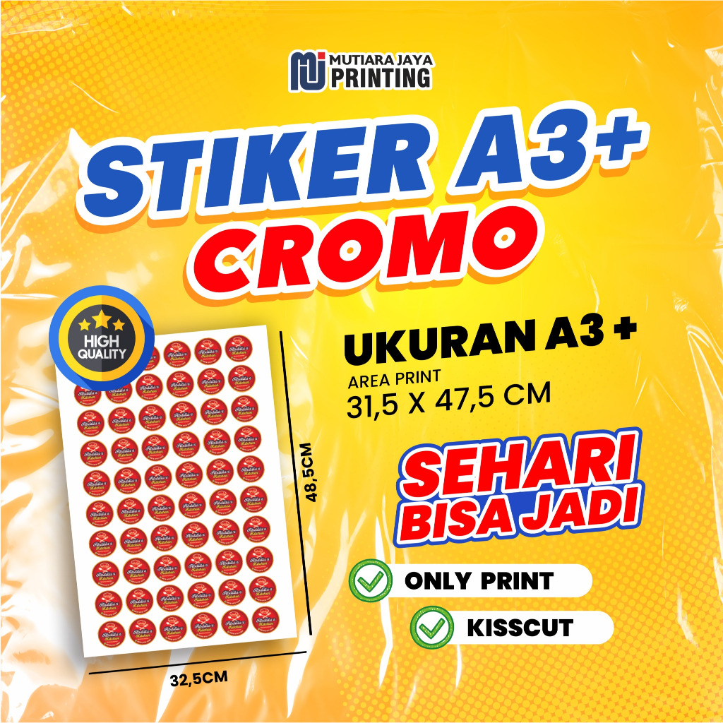 

Cetak Stiker Chromo Cut A3 Murah / Cetak Stiker Label Kemasan Makanan Minuman Online Shop Murah