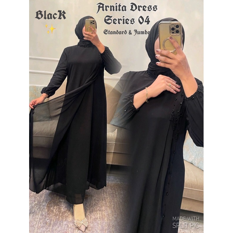 Long Dress Arnita Vol 04 Dress Putih Hitam Nude Lavender Lime GreenTosca Gamis Muslimah Lebaran