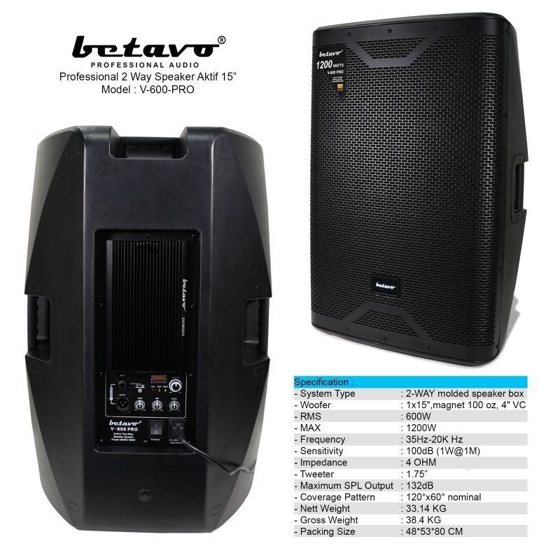 SPEAKER  ACTIVE BETAVO V600 PRO SPEAKER AKTIF BETAVO