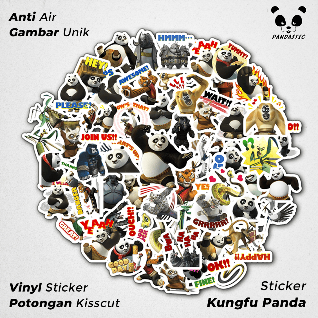 

Stiker Tempel Kungfu Panda Kartun Film Paper Vinyl Dekorasi Laptop Koper Tumbler Kulkas DIY
