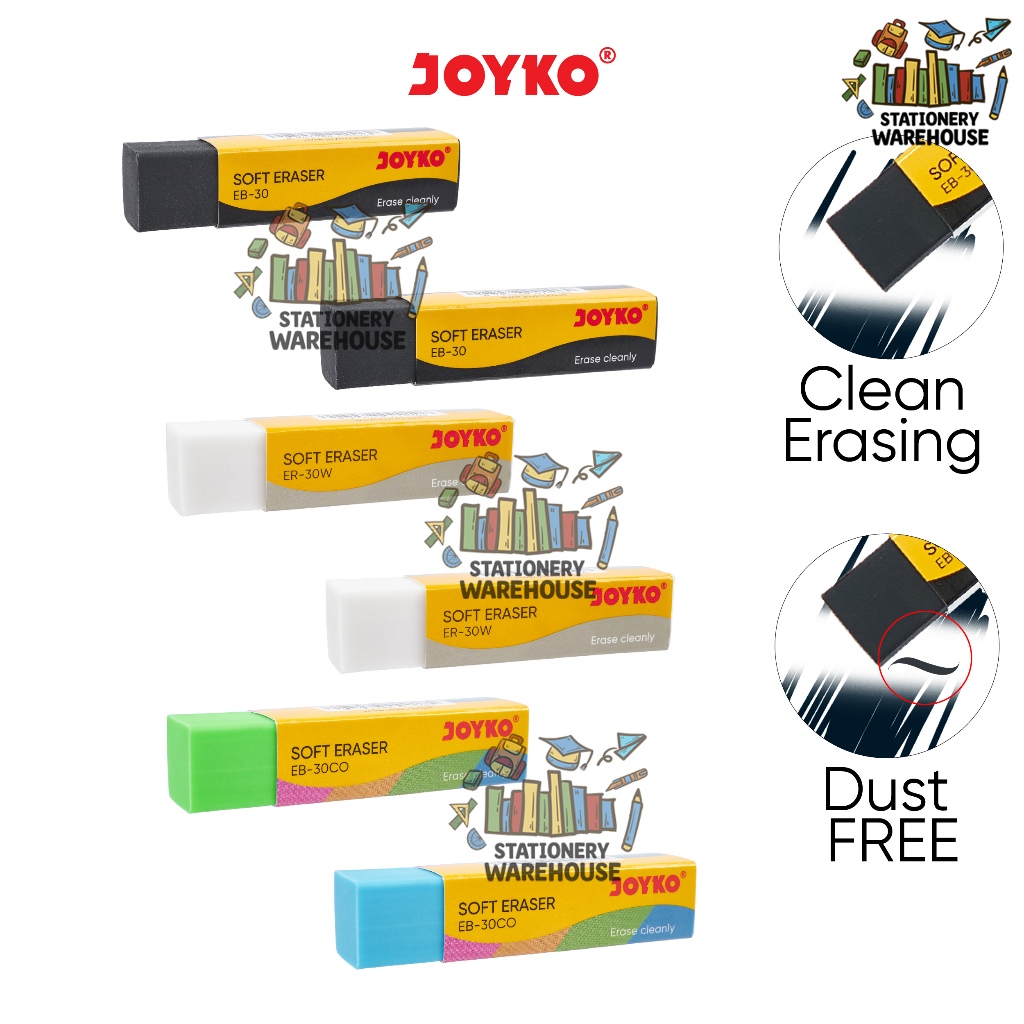 

Eraser / Penghapus Joyko EB-30 ER-30W EB-30CO Black White Color
