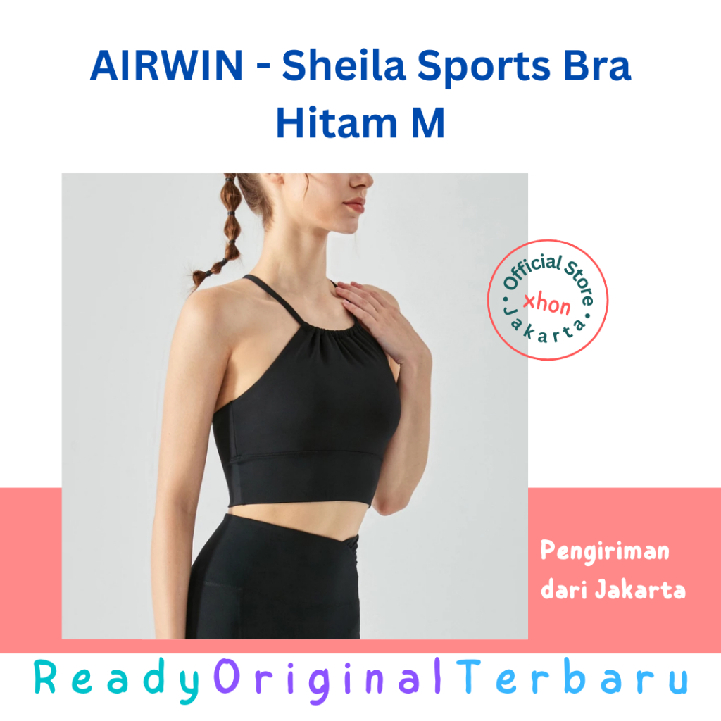 [ORIGINAL] Airwin - Premium Sheila Sports Bra Black M | BH Olahraga Bra Yoga | Bra Tennis | Bra Golf