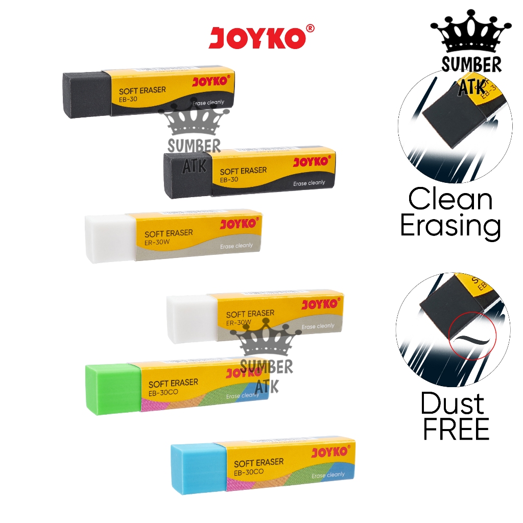 

Eraser / Penghapus Joyko EB-30 ER-30W EB-30CO Black White Color