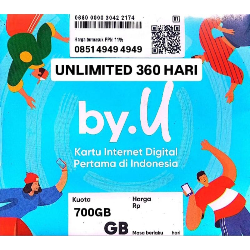 PROMO KARTU PERDANA BY.U NOMOR CANTIK 12 DIGIT BONUS KUOTA 700GB SUPORT KUOTA BERLAKU 360 HARI