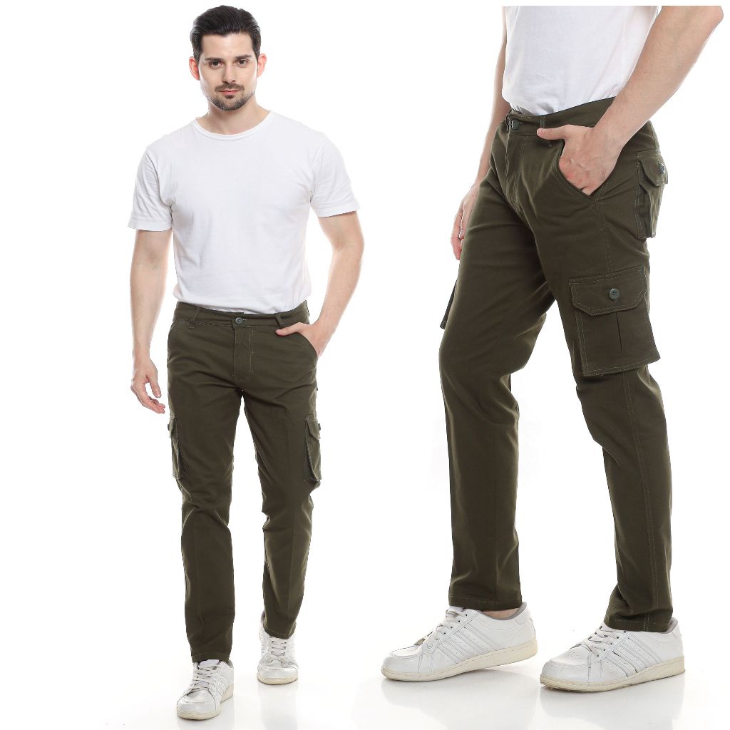 GRACIOUSTYLE - Celana Cargo Pria Panjang Slimfit Original Stretch Casual Formal Premium