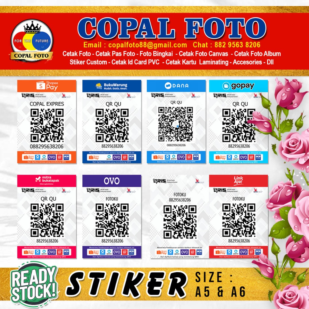 

Cetak Stiker QRIS All Payment Bahan Kromo Size A5 & A6 Sudah terlaminasi