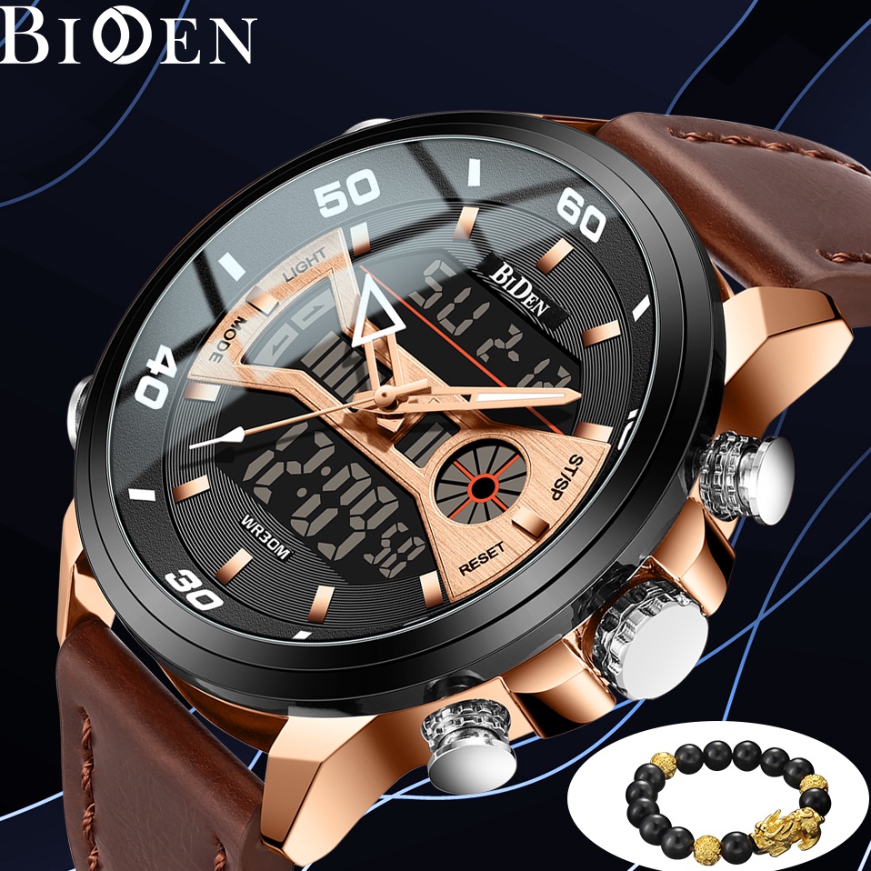 KODE G93J BIDEN Jam Tangan Pria Olahraga Anti Air Jam AnalogDigital Tali Kulit MingguTanggalWaktu Ga