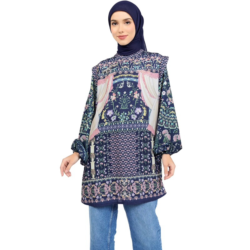 (PRELOVED) Nada Puspita La Dolce Vita Blouse Top Navy S