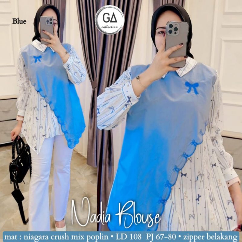 NADIA BLOUSE niagara crush mix poplin by GA