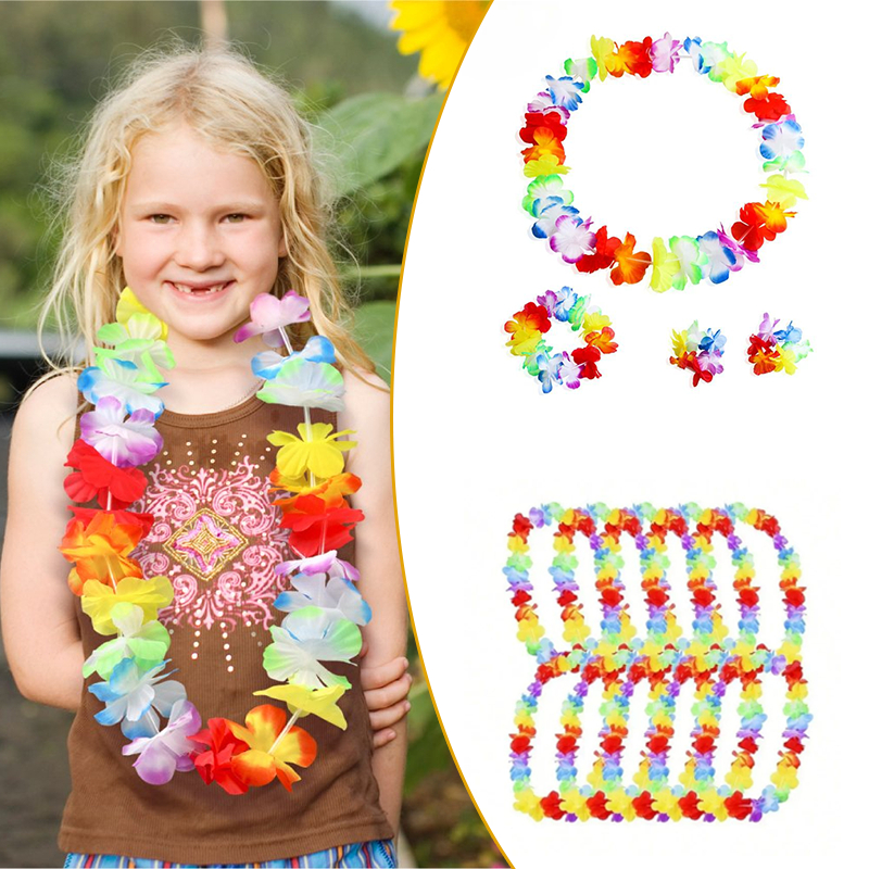 10pcs Kalung Bunga Hawai Kalung Bunga Kalung Bunga Penyambutan Tamu Ala Bunga Cantik Bunga Kalung Pe