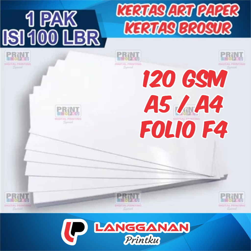 (100 LEMBAR) KERTAS ART PAPER 120 GSM AP 120 ART CARTON 120 KERTAS GLOSSY KERTAS BROSUR KERTAS FLYER