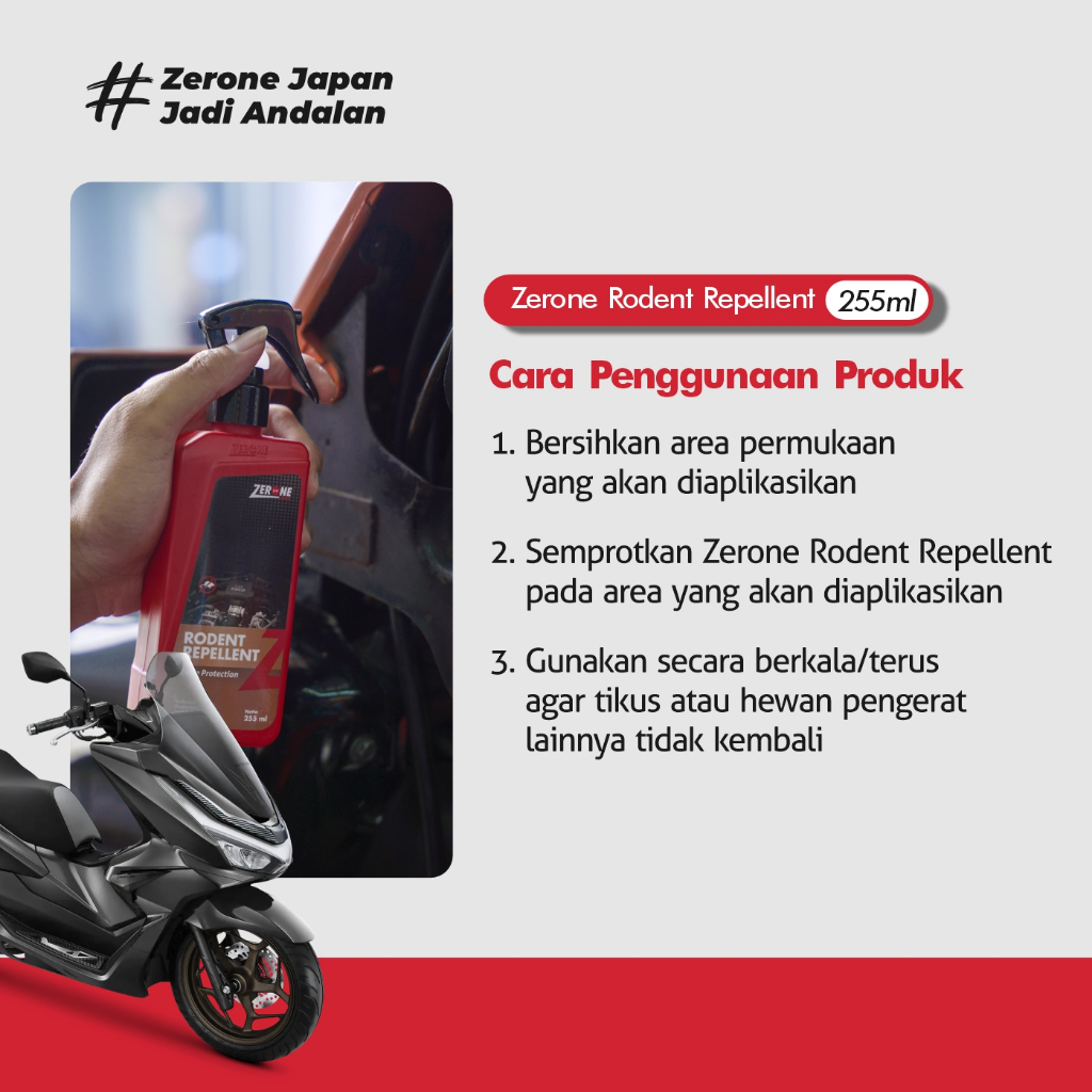 Zerone Rodent Repellent Semprotan Pengusir Tikus Untuk Kap Mobil & Rumah Co