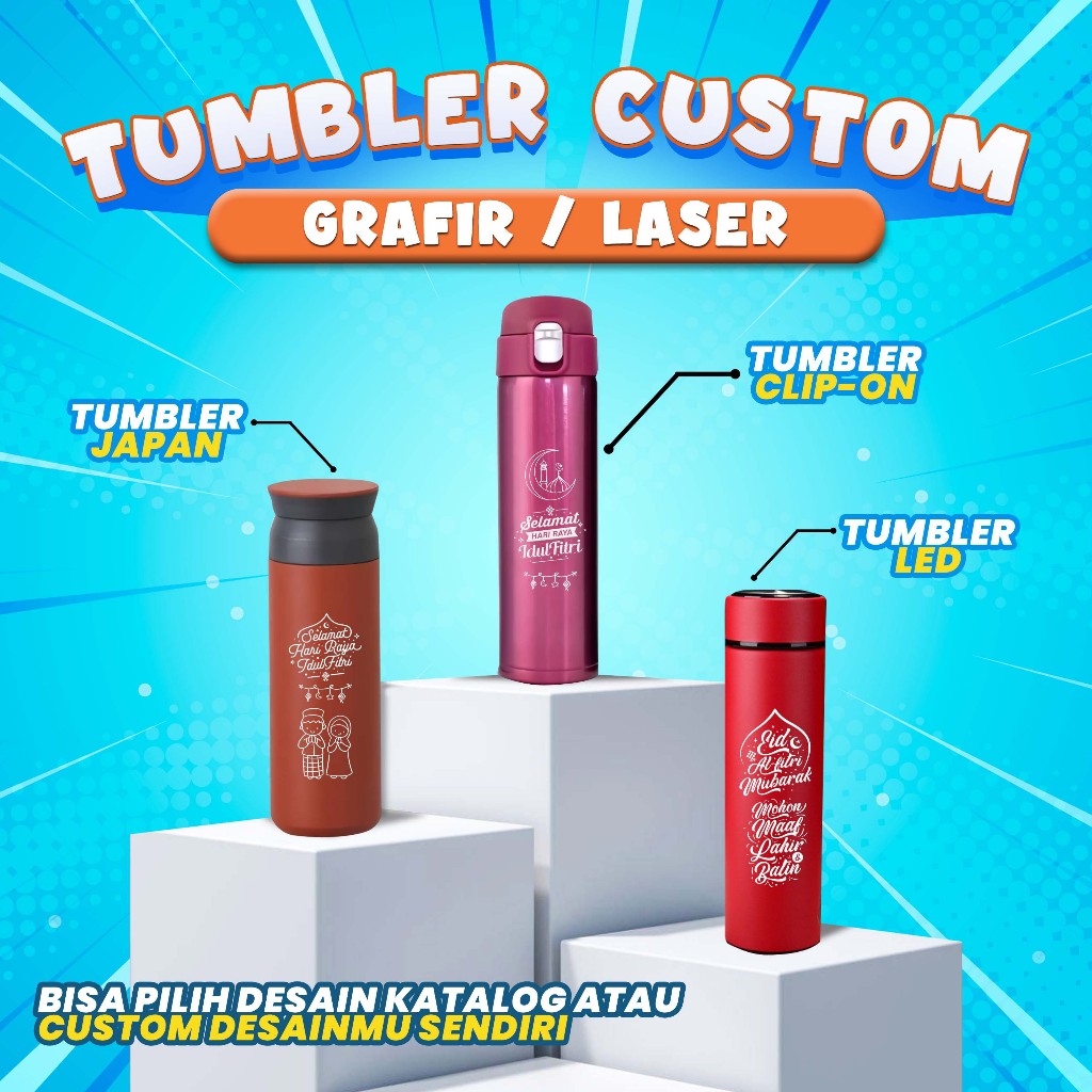 TERMOS MINUM CUSTOM - TUMBLER CUSTOM GRAFIR - Termos Botol Minum Grafir Laser - Tumbler Termos Clip-