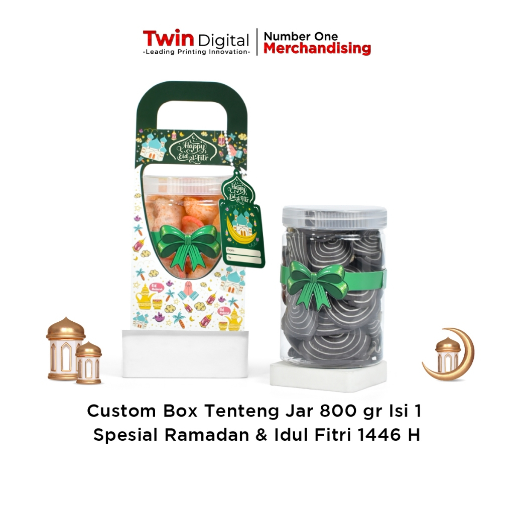 

Twindigital Packaging Box Toples Kue Kardus Hampers Lebaran Kotak Kue - Box Tenteng Jar 800 Ramadhan Isi 1 Toples
