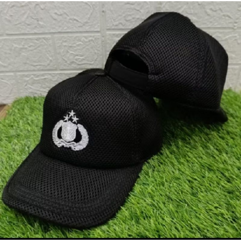 topi jaring hitam Bintara polri / Fieldcap jaring Bintara polri